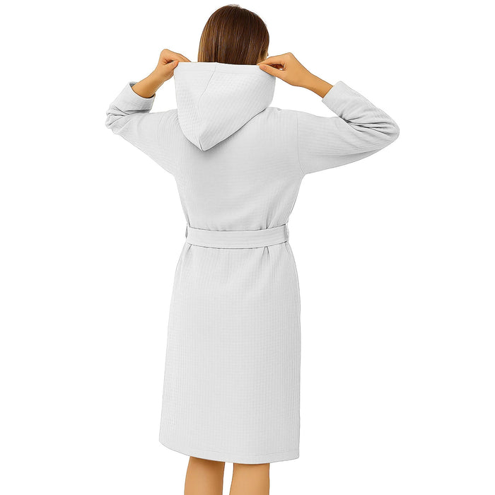 Accappatoio Nido d’Ape Unisex Uomo Donna leggero con Cappuccio e tasche 7130