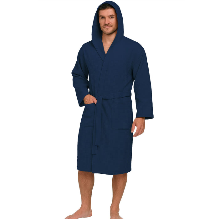 Accappatoio Nido d’Ape Unisex Uomo Donna leggero con Cappuccio e tasche 7130