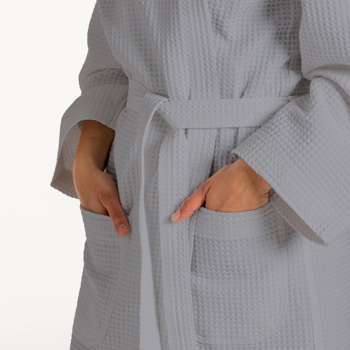 Accappatoio Nido d’Ape Unisex Uomo Donna leggero con Cappuccio e tasche 7130