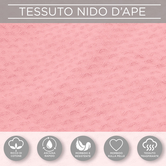 Accappatoio Nido d’Ape Unisex Uomo Donna leggero con Cappuccio e tasche 7130