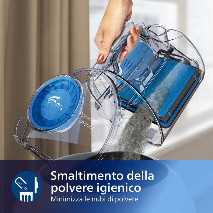 PHILIPS PowerPro Compact 3000 Series Aspirapolvere Senza Sacco - 900W, con Filtro HEPA e Spazzola TriActive (FC9332/09)