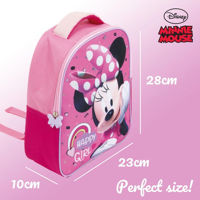 Zaino Disney ufficiale per bambini: 28x23x10 cm, maniglie imbottite, ideale per scuola e asilo (Topolina).