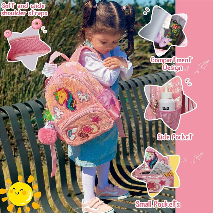 Zainetto Asilo Bambino Unicorno Paillette, Zaino Asilo Bimba Moda, Zaino Scuola Elementare Leggera, Zainetti Ragazze Perfetto, Zaini Bambina Prescolastico Regulable, Unica Regalo per Compleanno Xmas