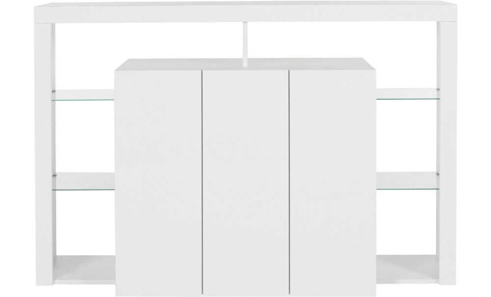 Madia Alta ESSENTIAL 150 cm, Bianco Laccato, Ripiani in Vetro, Made in Italy