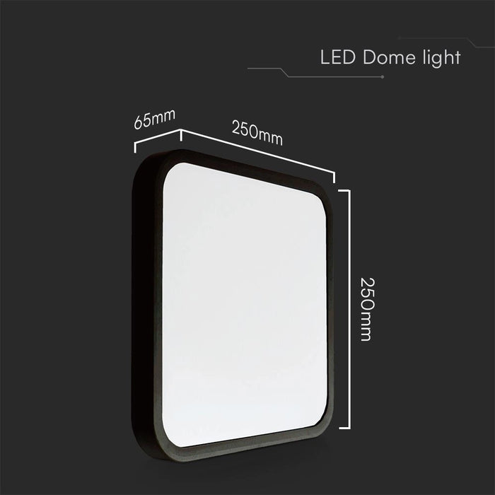 18W LED Dome Light SAMSUNG Chip 4000K Square Black Frame IP44