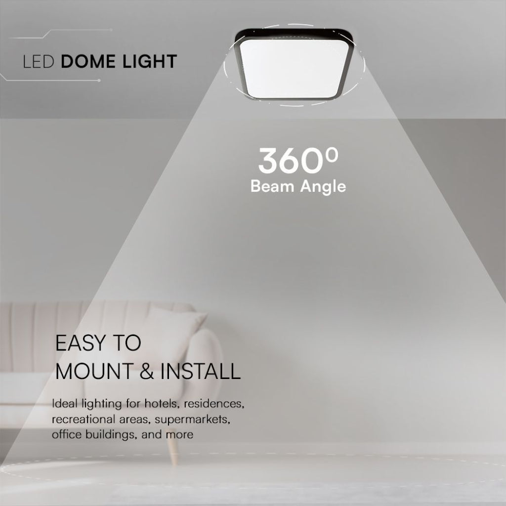 Plafoniera LED V-TAC 48W con angolo di illuminazione a 360°, facile da installare in hotel, uffici, supermercati e abitazioni.