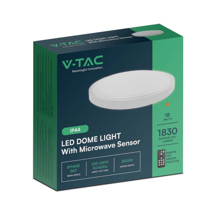 Plafoniera LED Rotonda 18W con Telecomando e Sensore di Movimento 6500K IP44