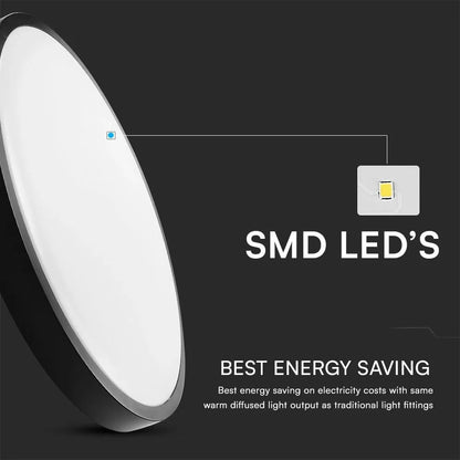 Plafoniera LED V‑TAC 18 W Ø295mm nera – Chip Samsung & sensore, 4000 K