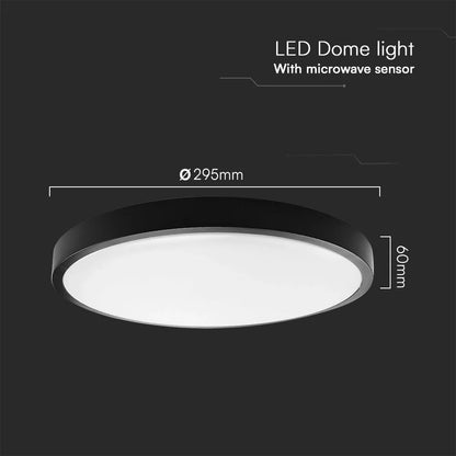 Plafoniera LED rotonda con sensore a microonde, diametro di 295mm, luce bianca da 4000K, design moderno per ambienti interni
