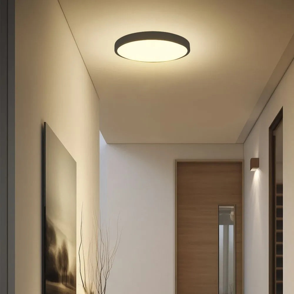 Luce da soffitto LED con sensore a microonde, design sottile e rotondo, luce bianca neutra, perfetta per ambienti residenziali