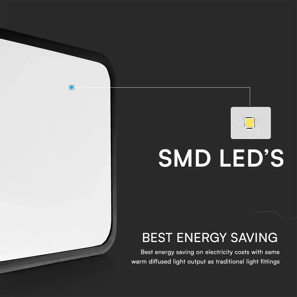 Plafoniera LED quadrata nera con chip Samsung, sensore e telecomando, design moderno per illuminazione efficiente in casa