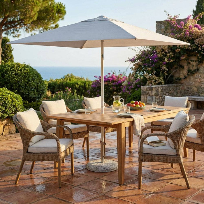 Ombrellone Quadrato Bianco Poliestere Alluminio 2x2 m