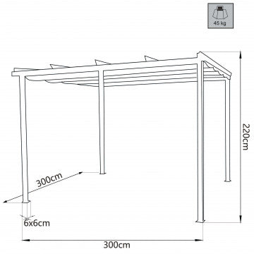 Gazebo struttura metallo antracite telo poliestere 180 gr 3x3 metri