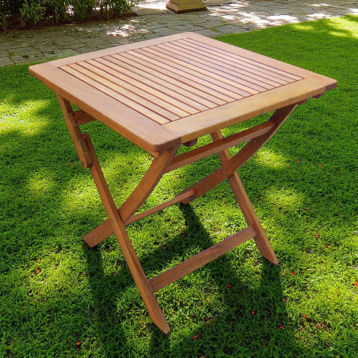 Tavolino Pieghevole Acacia Massiccio 70x70x74h cm Marrone