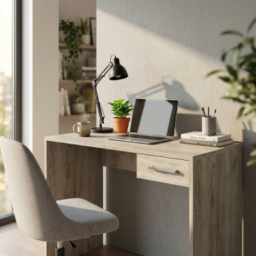 Porta PC in truciolare bilaminato rovere grigio 90x45x74 cm