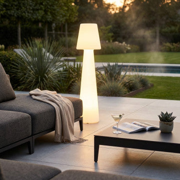 Lampada luminosa in polietilene, diametro 40 cm, altezza 152 cm, ricarica USB