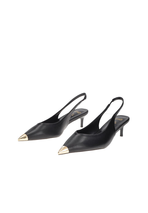 Decollete Dietro Aperto EXE Donna In Ecopelle Con Cinturino E Sottopiede Imbottito, Tacco Alto 6 Cm Fondo Gomma