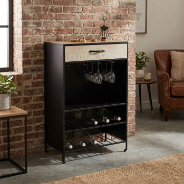 Mobile in metallo e legno nero 59x39,5x95 cm, peso 13,7 kg