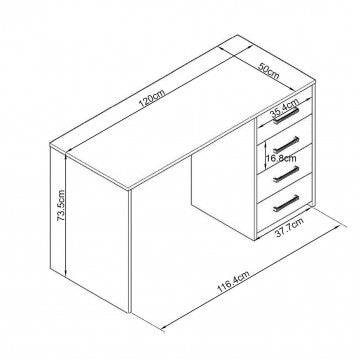 Porta PC Quercia Chiaro 120x50x74h cm