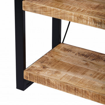 Mobile in legno di mango con struttura in metallo, 5 ripiani, 60x40x180 cm
