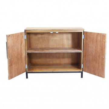 Mobile con 2 ante, struttura in legno e metallo nero, 100x40x86 cm