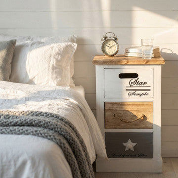 Mobiletto legno 3 cassetti, dimensioni 29x27x49 cm, peso 3 kg