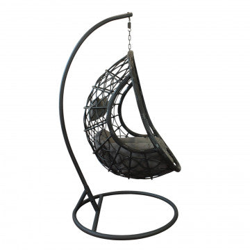 Dondolo con struttura metallo tortora e seduta wicker grigio bianco