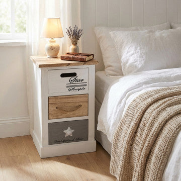 Mobiletto legno 3 cassetti, dimensioni 29x27x49 cm, peso 3 kg