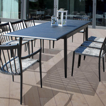 Poltrona impilabile struttura alluminio verniciato antracite seduta polyrattan