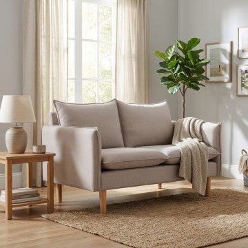 Divano 2 posti in tessuto con gambe in legno 130x84x51 cm