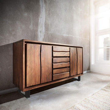 Mobile in acacia e metallo, dimensioni 180x45x80 cm, colore marrone