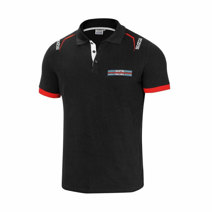 Polo a maniche corte Sparco Martini-R nero con dettagli rossi