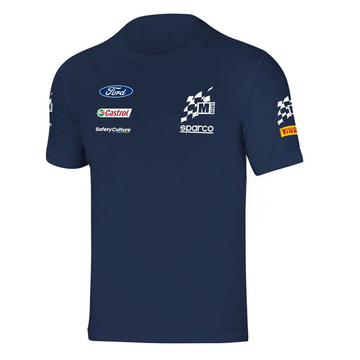 Maglia a maniche corte Sparco blu con loghi automobilistici