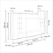 Schema tecnico del mobile soggiorno Essenzial LED, dimensioni 260x185x42 cm, con dettagli su altezza e larghezza dei moduli.