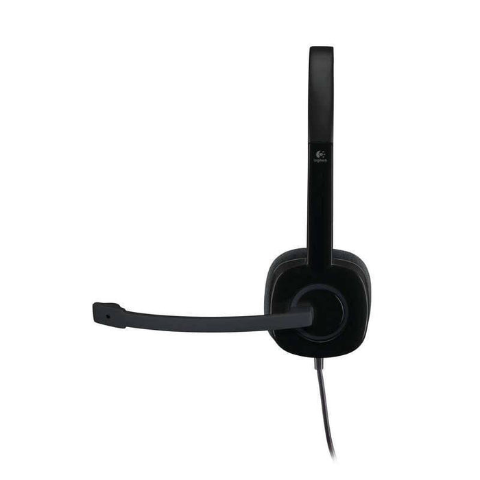 Logitech H151 Auricolari con Microfono - Microfono Girevole - Controlli su Cavo - Fascia Regolabile - Connessione Jack 3.5mm - Cavo 1.80m - Colore Nero