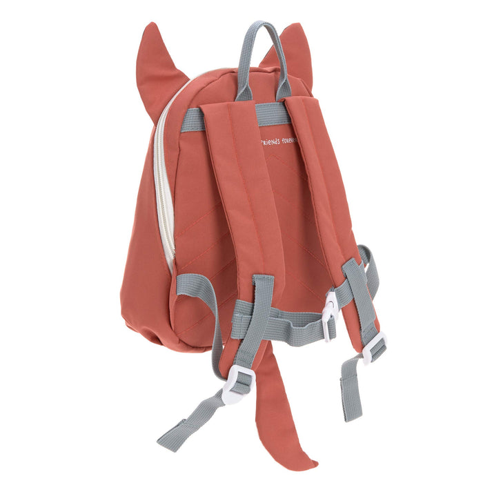 LÄSSIG Tiny Backpack, Zaino Piccolo per Bambini da 2 Anni per la Scuola Materna, con Cinturino, 20 x 9 x 24 cm, 3.5 L, Tiny Friends, Fox, Rosso