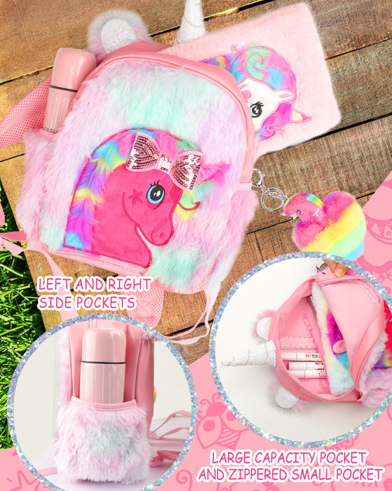 Zainetto Unicorno Peluche per Bambini, Leggero e Regolabile, Ideale per Asilo e Scuola Elementare, Regalo Perfetto per Compleanno e Natale