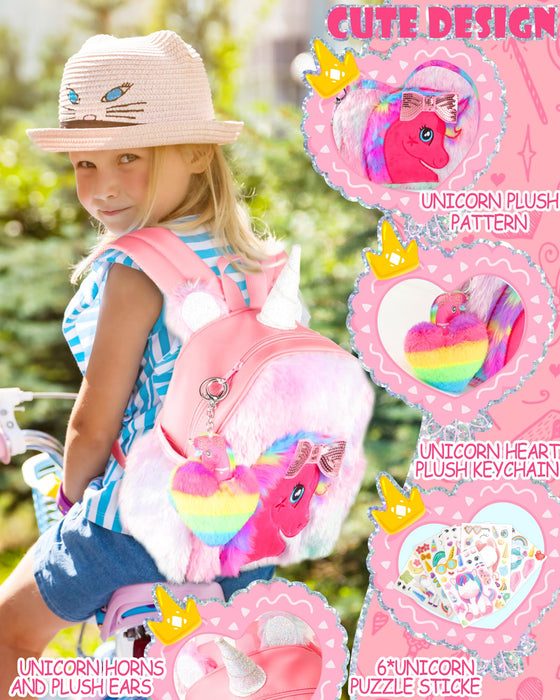 Zainetto Unicorno Peluche per Bambini, Leggero e Regolabile, Ideale per Asilo e Scuola Elementare, Regalo Perfetto per Compleanno e Natale