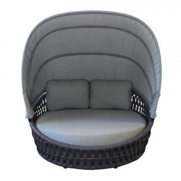 Conchiglia in alluminio wicker antracite con cuscino 15 cm grigio
