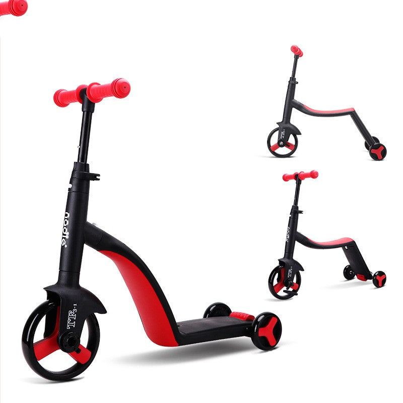 Scooter triciclo 3 in 1 rosso in diverse posizioni