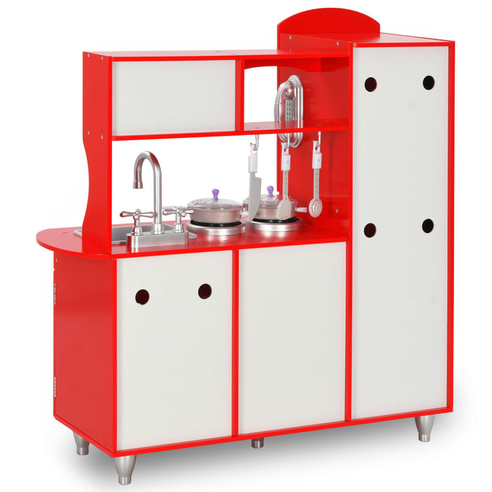 Cucina Giocattolo per Bambini in MDF 84x31x89 cm Rossa