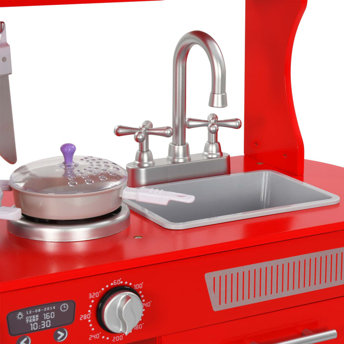 Cucina Giocattolo per Bambini in MDF 84x31x89 cm Rossa