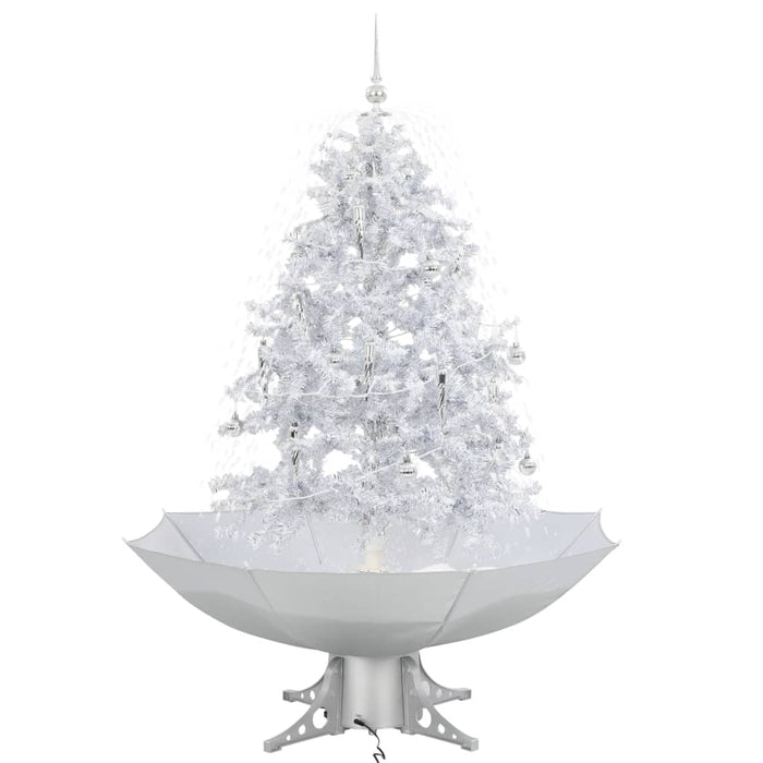 Albero di Natale con Neve e Base a Ombrellone