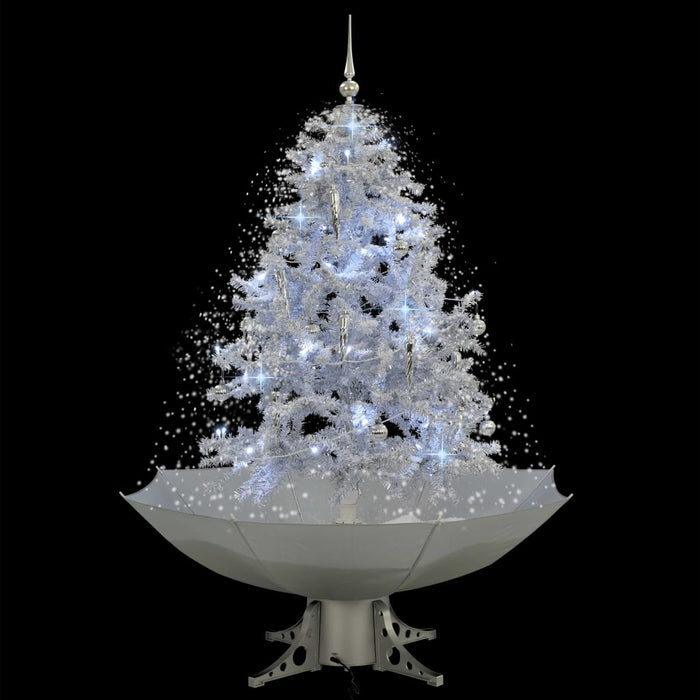 Albero di Natale con Neve e Base a Ombrellone