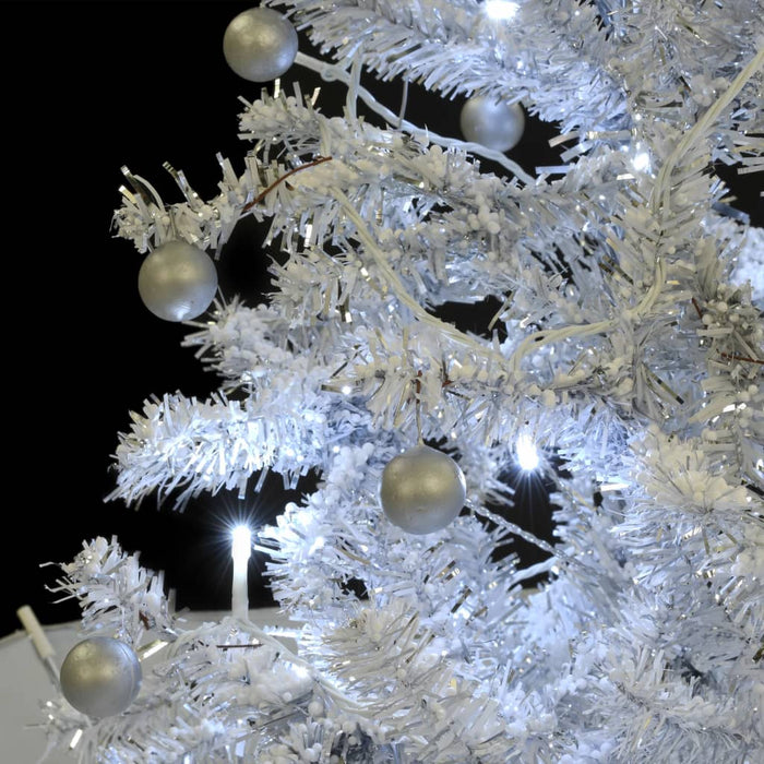 Albero di Natale con Neve e Base a Ombrellone