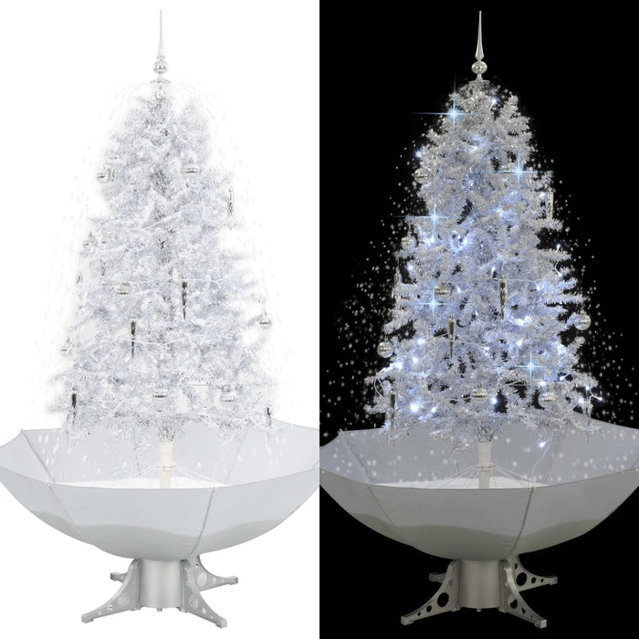 Albero di Natale con Neve e Base a Ombrellone