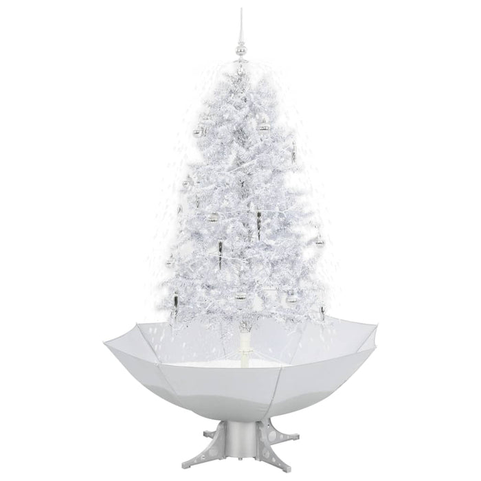 Albero di Natale con Neve e Base a Ombrellone