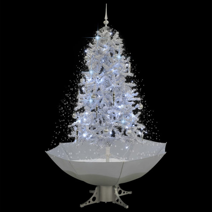 Albero di Natale con Neve e Base a Ombrellone