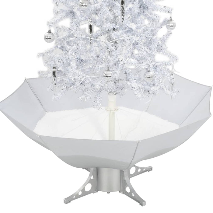 Albero di Natale con Neve e Base a Ombrellone