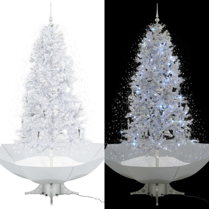 Albero di Natale con Neve e Base a Ombrellone